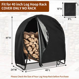 AKEfit 40 Inch Firewood Log Hoop Cover, Heavy Duty 600D Oxford Outdoor Waterproof Firewood Log Hoop Cover, Round Log Rack Cover with Zipper & 2 Windproof Buckle Straps & Drawstring (Cover Only) AKEfit