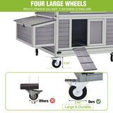 GUTINNEEN Large Chicken Coop on Wheels Mobile Wooden Hen House Weatherproof Duck Poultry Cage 67.3" L for 6-8 Chickens with 6 Nesting Box GUTINNEEN