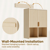 Bestier Fluted Bathroom Wall Cabinet Over The Toilet Storage, 23"x 29" Medicine Cabinet with Adjustable Shelf, Laundry Cabinet Wall Mounted and Kitchen Storage Cabinet(Natural Oak) Bestier