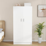 Panana 2 Door Wardrobe Closet Storage Cupboard, with Rail and Shelves Bedroom Armoires Panana