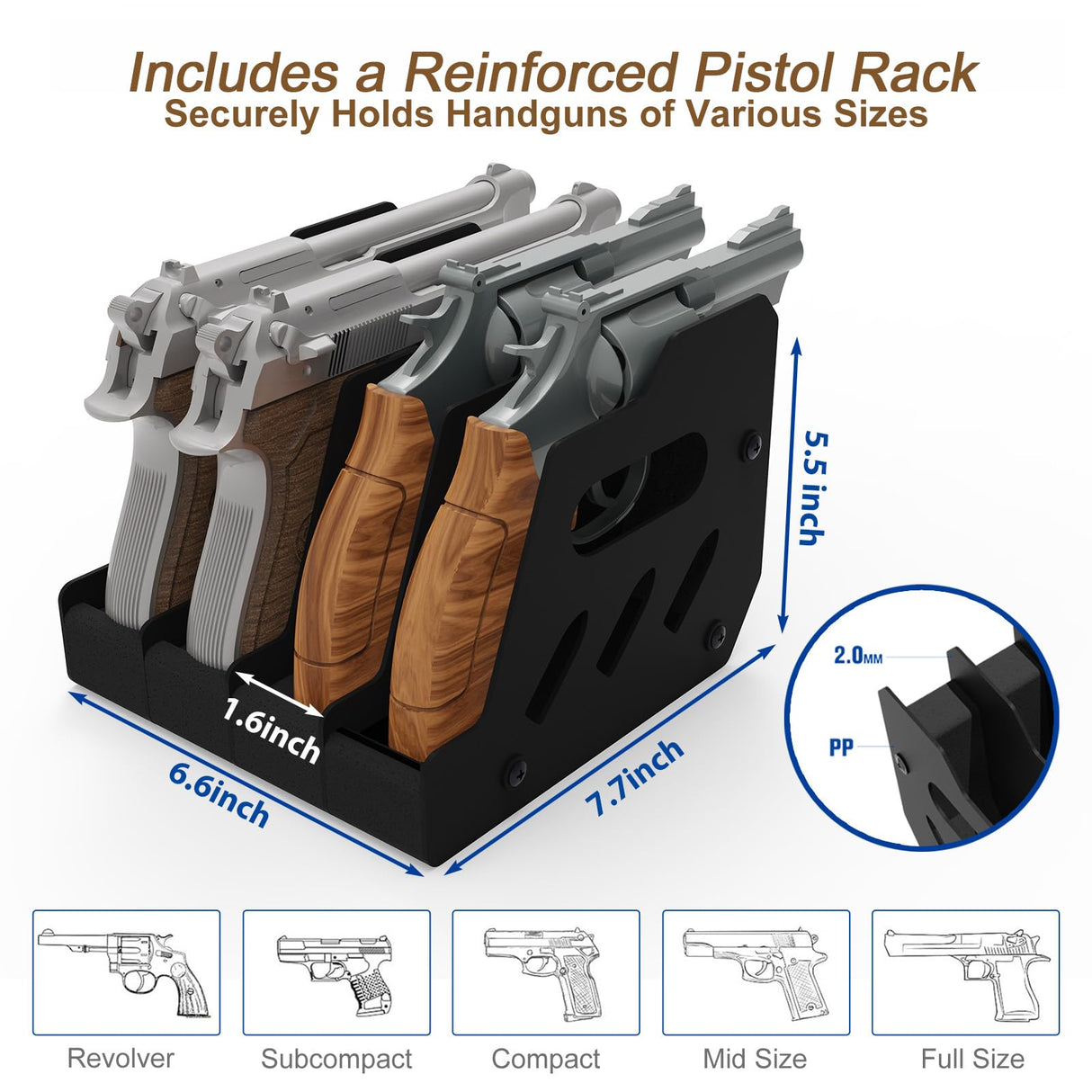 2.3 Cu.Ft Modern Fireproof Safe with Gun Rack – Dual Passwords, Fireproof Bag, Adjustable Shelf, Anti-Scratch Mat & Mounting Kit, Fits Laptop, Documents & Valuables, 15.75"D x 13.78"W x 13.78"H GOLDENKEY