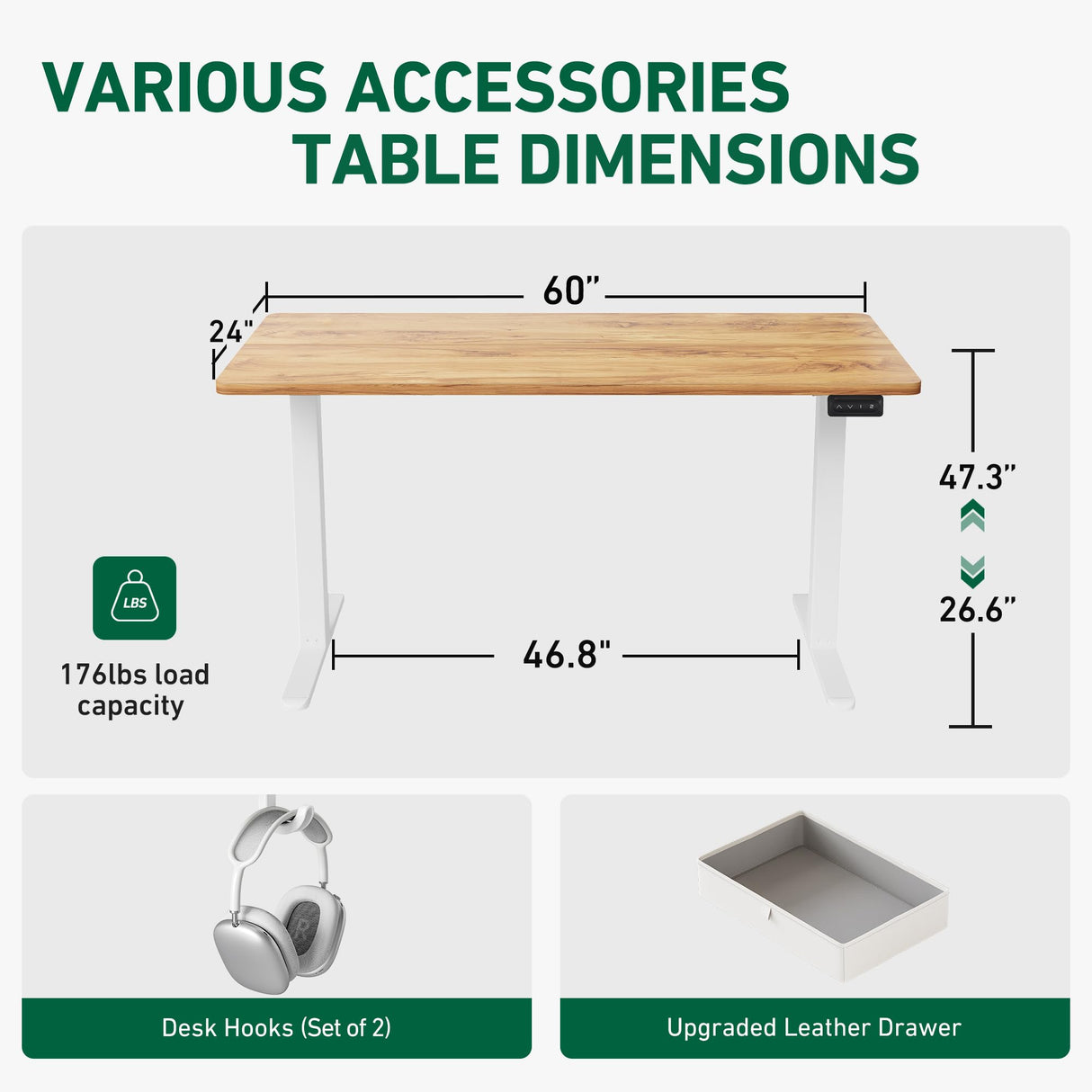FEZIBO 63 x 24 Inches Standing Desk with Drawer, Adjustable Height Electric Stand up Desk with Storage, Sit Stand Home Office Desk, Ergonomic Computer Desk, Light Rustic FEZIBO