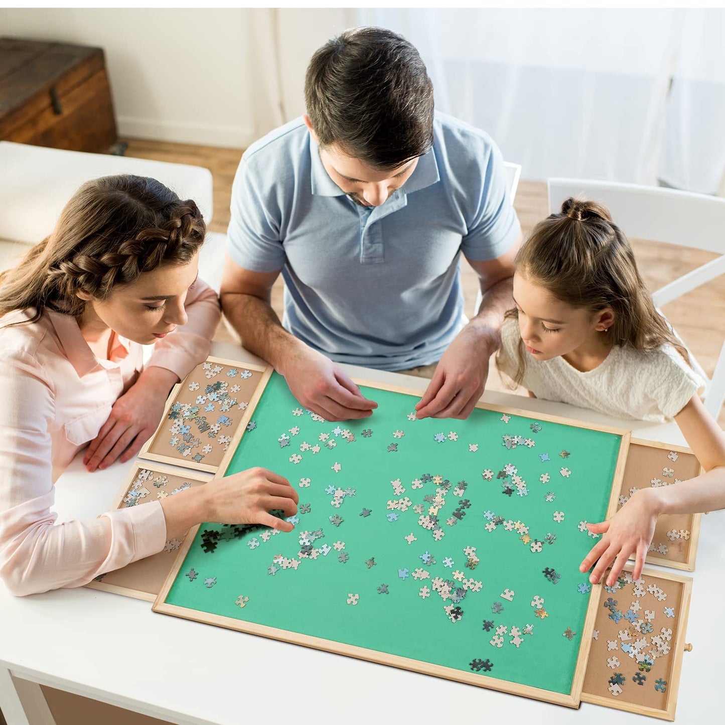 Redipo 1500 Pieces Wooden Jigsaw Puzzle Board with 4 Drawers for Storing Puzzles, 26” x 35” Large Portable Jigsaw Puzzle Table with Puzzle Cover, Non-Slip Plateau Work Surface for Adults and  - WoodArtSupply