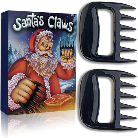 Meat Claws for Shredding. Santa's BBQ Claws. Funny Stocking Stuffers for Men Dads Grillers, Boss Boyfriend Christmas Gift Box. Barbecue Pulled Pork Shredder Funny Grill Tool Pelto Kitchen Gadget Pelto