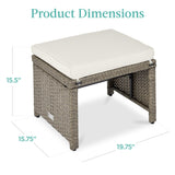 Best Choice Products Set of 2 Wicker Ottomans, Multipurpose Outdoor Furniture for Patio, Backyard, Additional Seating, Footrest, Side Table w/Removable Cushions, Steel Frame - White Sand/Taupe Best Choice Products