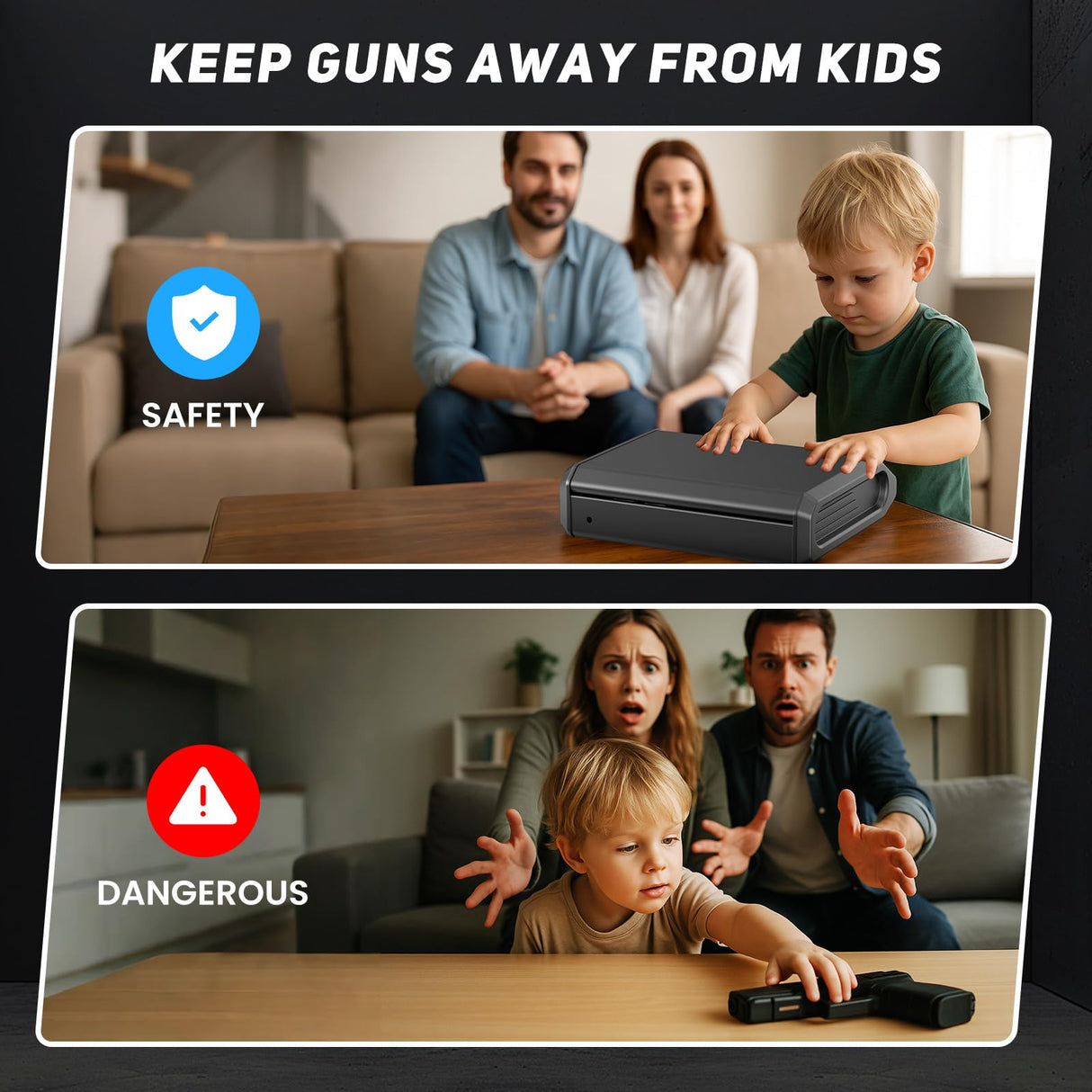 Biometric Gun Safe for Pistols Handgun Safe with Fingerprint Digital PIN Key Gun Lock Box Storage for Home Bedroom Bedside Nightstand and Car, 3-Ways unlock with Emergency Power Supply ForShine