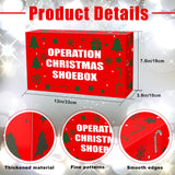 Tenceur 12 Pack Christmas Gift Boxes with Lid for Operation Christmas Shoebox 13 x 7.48 x 3.94 Inches Xmas Cardboard Storage Box for Gifts Presents Wrapping Party Favor Supplies Tenceur