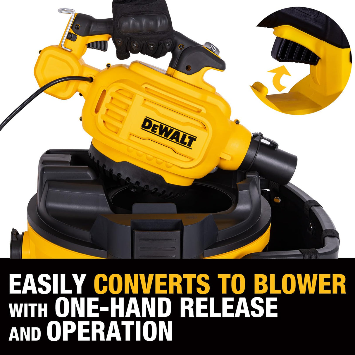 DEWALT Shop Vacuum Wet and Dry Vac with Detachable Leaf Blower, 3 in 1 Heavy Duty Wet Dry Vacuum Cleaner 9 Gal for Home, Garage, Car, Workshop, Jobsite, Lawn Care, Yard, Patio, 5 Peak HP, DXV209P DEWALT