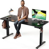SIAGO Electric Standing Desk Adjustable - 55 x 24 Inch Sit Stand up Desk with Cable Management - 3 Memory Preset Adjustable Height Table SIAGO