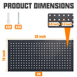 Chinrose Metal Pegboard Storage System, Garage Wall Organizer, Tool Storage Panels for Workbench (Black, 31.5"x15.75"-4PCS) Chinrose