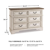 Signature Design By Ashley Realyn French Country Youth 6 Drawer Dresser, Chipped White & Brown Signature Design by Ashley
