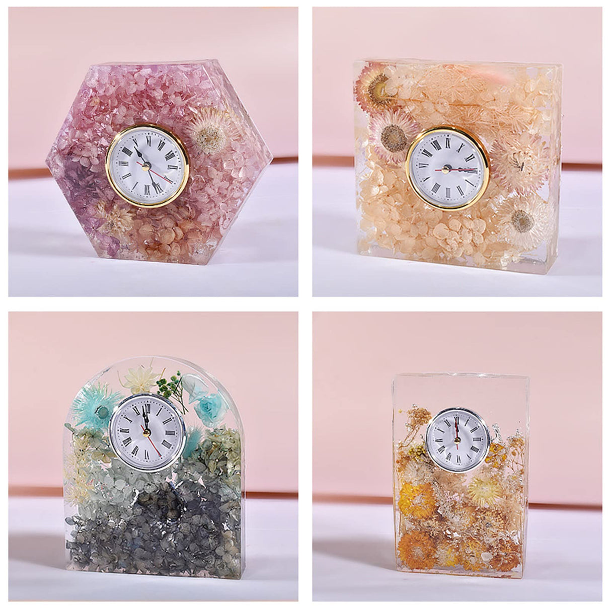 Xidmold Desk Clock Resin Mold, Arch Clock Casting Mold, Table Clock Silicone Mold with 2 Clock Movement Accessories, Desk Ornament Resin Mold for Table Home Decoration Xidmold