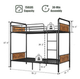 GarveeHome Metal Bunk Bed Twin Over Twin for Kids, Heavy Duty Twin Size Convertible Bunk Bed with Guardrail & Ladders, Noise Free, No Box Spring Needed, Black GarveeHome
