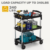 DWVO 350 LBS Foldable Utility Cart, Folding Utility Cart on Wheels, Folding Service Cart Collapsible Utility Cart with Wheels, Collapsible Rolling Cart with Locking for Garage Home Restaurant DWVO