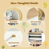 HONEY JOY White Kids Desk, Wooden Children School Study Table with Hutch, Pull-Out Drawer, Storage Shelves, Student Writing Desk Computer Workstation for Bedroom, 3+ Years Old HONEY JOY
