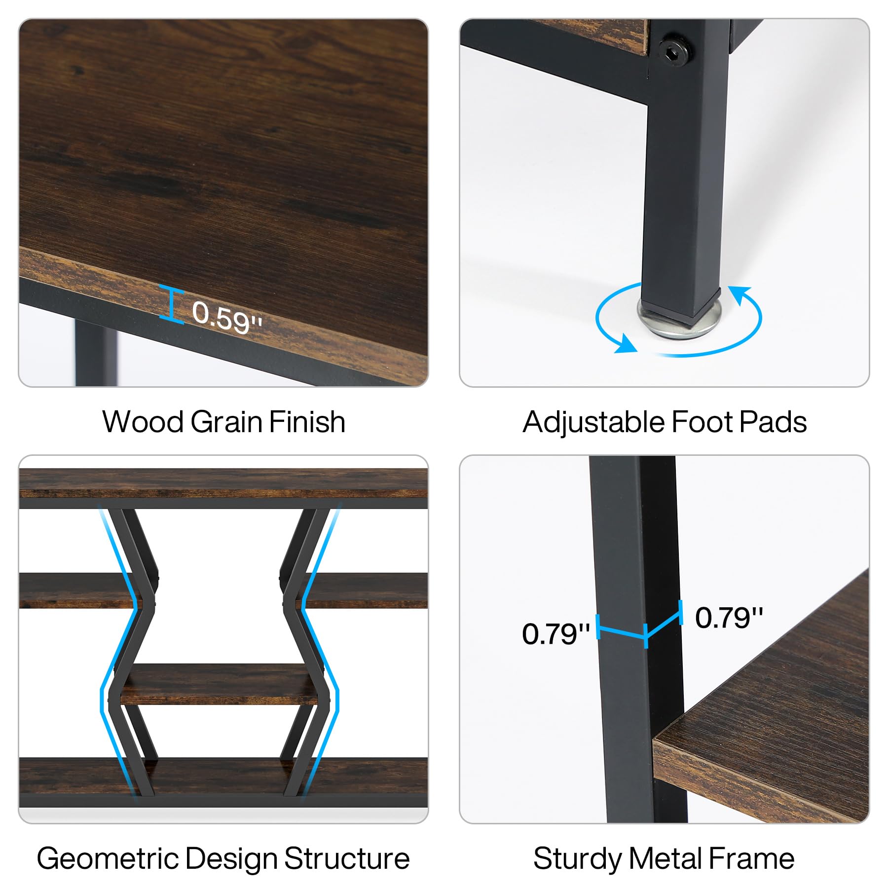 Tribesigns 70.9 Inches Sofa Console Table with 4 Tier Wood Storage Shelves, Industrial Extra Long Narrow Entryway Accent Tables for Hallway, Living Room, Foyer (Rustic Brown) - WoodArtSupply