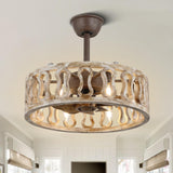 Curve Curio Caged Ceiling Fans with Lights, 18 Inch Farmhouse Ceiling Fans with Lights and Remote, Industrial Fandelier Ceiling Fan Bladeless for Bedroom Living Room Curve Curio