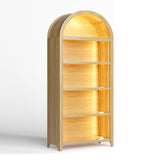 SKKTKT Arch Bookshelf - 5 Layers Bookcase with 3 Colors LED Sensor Lights and Thickened Wooden Design Display Shelf for Lego Books Bathroom Living Room - Ideal Gift (Wood) SKKTKT