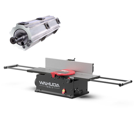 Wahuda Tools Jointer - 8-inch Benchtop Wood Jointer, Spiral Cutterhead Portable Jointer, Cast Iron Tables w/Pull Out Extensions, 4-Sided Carbide Tips WAHUDA TOOLS