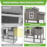 Ketive Wooden Chicken Coop Cage Outdoor Indoor Hen House with Nesting Box, Waterproof Roof, Removable Tray for Poultry Pets Enclosure Garden Backyard (Grey) ketive