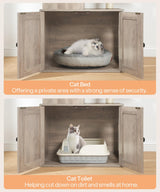 HOOBRO Cat Tree with Litter Box Enclosure, 67.7" H Wooden Multifunctional Pet Furniture with Hidden Litter Box, Perch, Hammock and Scratching Post, Cat Tower for Indoor Cats, Greige BG75MZ03 HOOBRO