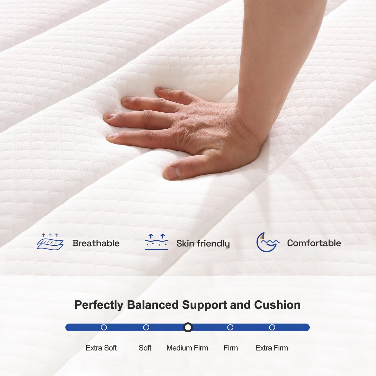 Hotkid,Queen Mattress,10 Inch High Density Foam Hybrid Mattresses in a Box with Individual Pocket Spring,Queen Size mattresses,Breathable Supportive and Pressure Relief,Guest and Kids Bedroom (Queen)