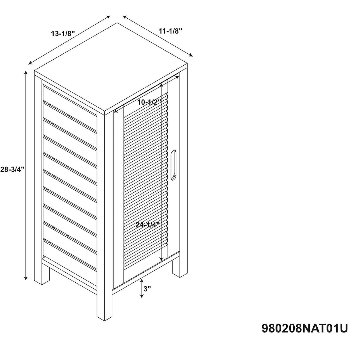 Linon Bracken 3 Shelf 1 Door Bathroom Storage Floor Cabinet, Bamboo Natural Bamboo Linon
