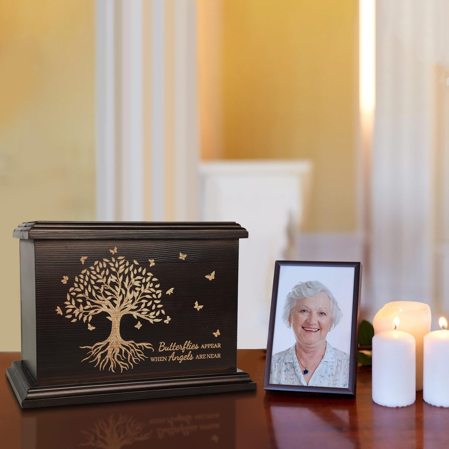 Cremation Urns for Human Ashes - Wooden Urns for Human Ashes Adult Male Female Handmade Tree of Life Urns Box and Casket for Ashes Men Women Pets Urn