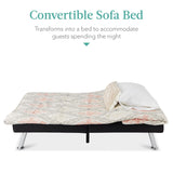 Best Choice Products Faux Leather Upholstered Modern Convertible Futon, Adjustable Folding Sofa Bed, Guest Bed w/Removable Armrests - Black Best Choice Products