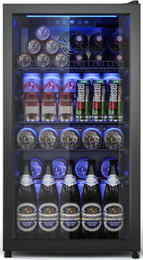 Tehanld Beverage Fridge, Mini Fridge With Glass Door, Beverage Cooler Refrigerator, Wine Drink Beer Fridge, Adjustable Shelves & Digital Temperature Display Tehanld