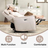 EBELLO Faux Leather Power Reclining 3 Seat Sofa Couch, Electric Recliner Sofa with USB and Type-C Charging Ports,Metal Base, 3 Seats for Small Living Room,Beige EBELLO