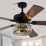 Curve Curio 52 Inch Chandelier Fan Crystal Farmhouse Ceiling Fan with Light Quiet and Reversible DC Motor for Living Room Bedroom Patio Curve Curio
