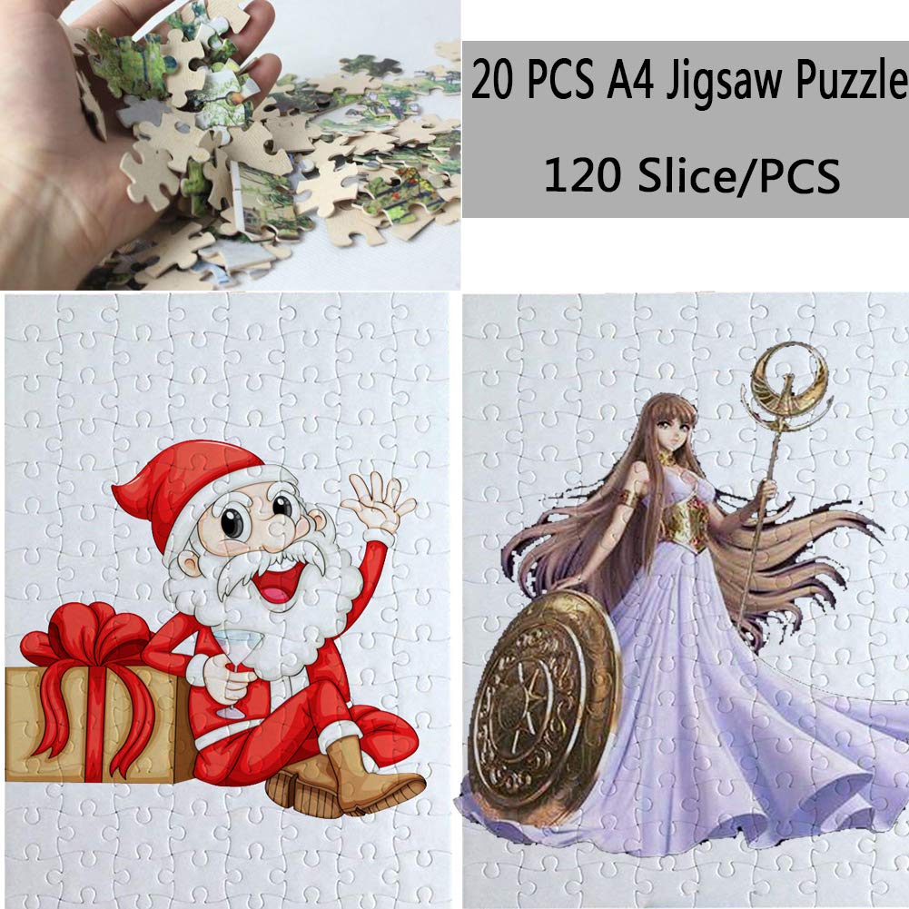 20 Sets Blank Sublimation A4 Jigsaw Puzzle with 120 Pieces DIY Heat Press Transfer Crafts A4 Thermal Transfer Puzzle Wholesale DIY Thermal Transfer Pearl Puzzle Blank Puzzle Thermal Transfer Supplies