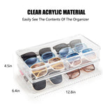 BOPai Acrylic Sunglasses Organizer with Lid, Stackable Glasses Storage Organizer - 2 Pack BOPai