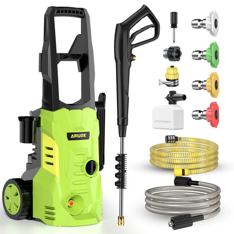 Electric Pressure Washer - GUIFIN Portable Power Washer with Soap-Adjustable Tank, Steel Spray Wand, 4 Pressure Tips, 6.6 FT Inlet & 23 FT Outlet Hose, 3800PSI & 2.4GPM, for Patio/Car/Driveway/Fence GUIFIN