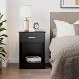 FOTOSOK Nightstand, Set of 2, 2-Tier Side Table with Drawer and Storage Shelf, Bedside Table End Table, Modern Night Stand for Bedroom, Home Office,Black FOTOSOK