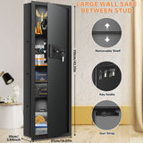 43.3-inch Tall Fireproof Wall Safes Between the Studs, Large Home Wall Safe with Combination Lock and Removable Shelf, Security Wall Safes for Home Firearm Money Valuables Tiskgg