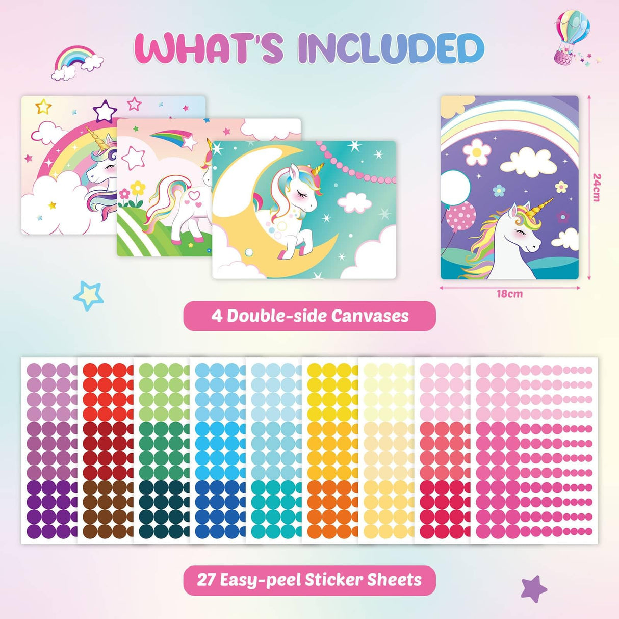 WERNNSAI Dot Stickers Art Craft for Kids Age 4 to 8 - Dot Stickers Art Activity Kit 8 Unicorn Theme with No Mess Stickers Mess Free Painting Craft Kits for Toddlers Girls Preschool Learning WERNNSAI