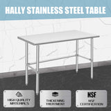 Hally Open Base Stainless Steel Table 24 x 48 Inches, NSF Commercial Heavy Duty Prep & Work Table with Galvanized Legs for Restaurant, Home and Hotel HALLY SINKS & TABLES H