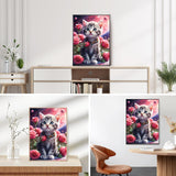 QINRUBB DIY Kitten Diamond Art Kit for Adults Beginners, Full Drill Cute Cat Diamond Painting Kits, 5D Roses Flowers Painting by Numbers DIY Craft Kits for Home Wall Decor 12x16 inch QINRUBB