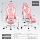 GTRACING Gaming Chair with Footrest Speakers Video Game Chair Bluetooth Music Heavy Duty Ergonomic Computer Office Desk Chair (Pink) GTRACING
