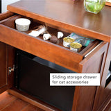 THE REFINED FELINE Cat Litter Box Enclosure Cabinet, Modern, Mahogany Brown, Adjustable Levelers, XLarge, Hidden Litter Cat Furniture with Drawer THE REFINED FELINE
