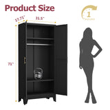 GAIOUS Metal Wardrobe Cabinet with Hanging Rod, 71" Metal Clothing Storage Cabinets with 2 Doors and Adjustable Shelves, Black Armoire Wardrobe Closet for Bedroom, Laundry Room, Cloak Room GAIOUS