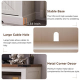 OKD Fireplace TV Stand for 65+ Inch TV, 33" Tall Highboy Farmhouse Entertainment Center w/ 23'' Electric Fireplace, Rustic Media Console w/Sliding Barn Door for Living Room, Antique White OKD