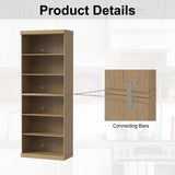 Casaphoria 82" H Wooden Bookcase, Heavy Duty Bookshelves, 6-Tier Wide Bookshelf with Large Storage Space for Home Office, 82" H x 31" W x 16" D, 130Lb, Oak Casaphoria