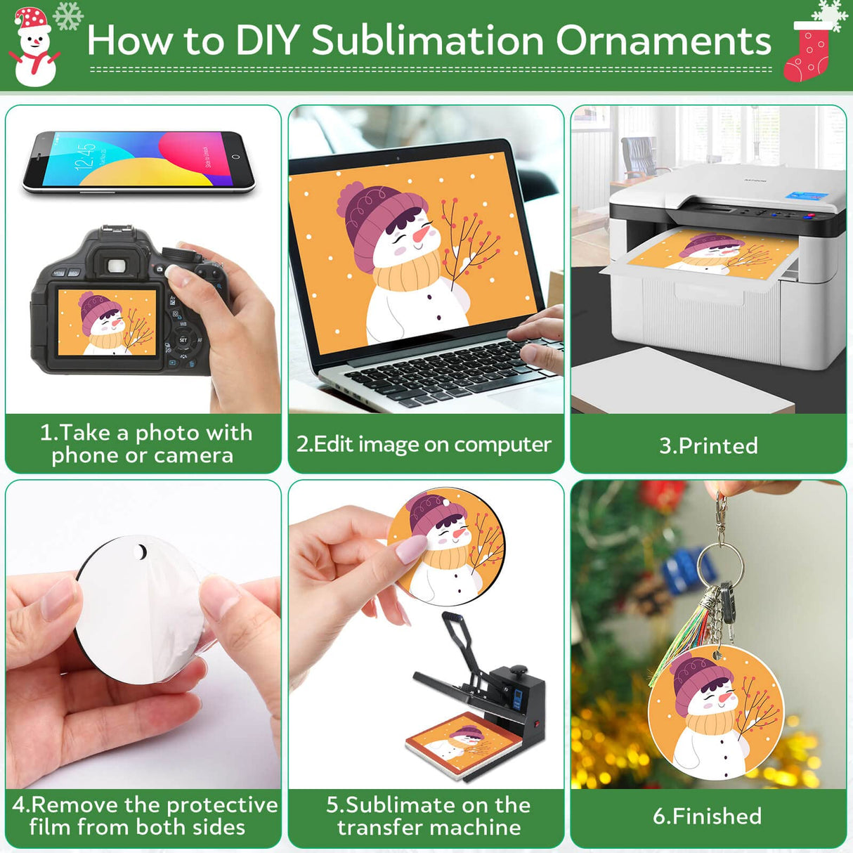 3" Round Sublimation Ornament Blanks, 30 Pieces - For Christmas Tree Decor and DIY Crafts (3 inches) Billbotk