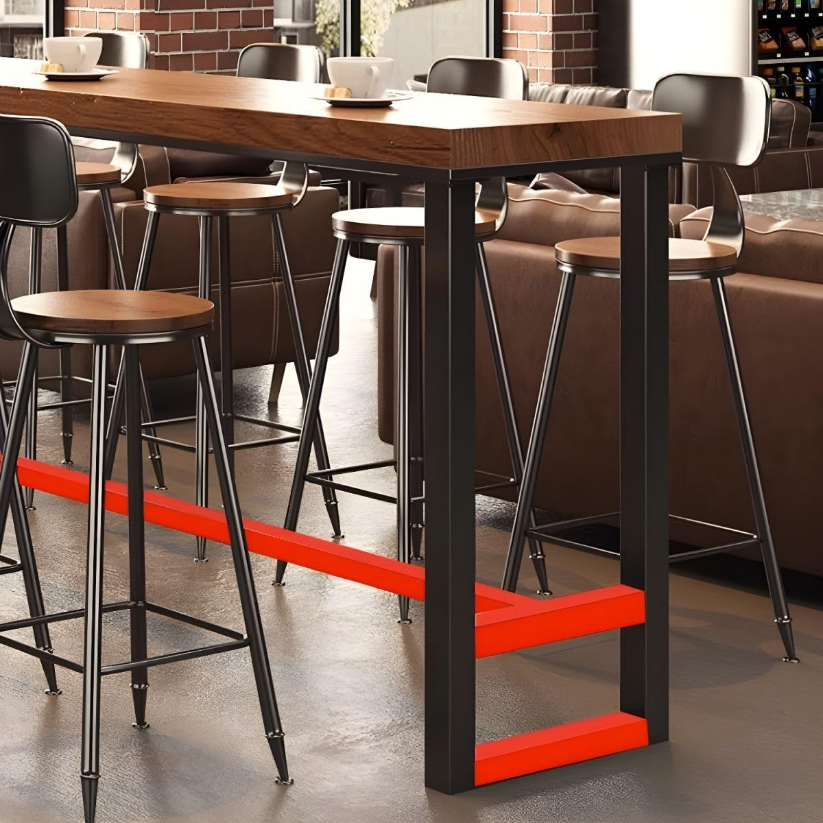 RUNNUP Solid Wood Industrial Bar Table for Dining and Small Spaces – Rectangle Design, 63"L x 15.7"W x 41.3"H