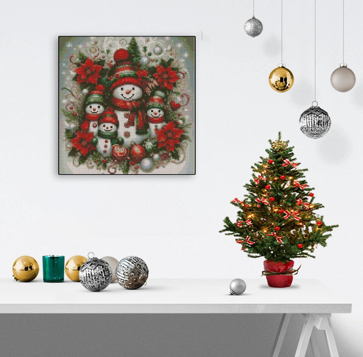 Christmas Stamped Cross Stitch Kits - Needlepoint Counted Cross Stitch Kits for Beginner Adult Crossstitching Printed Dimensions Snowman Patterns Stitch Embroidery Kits Arts and Crafts Paintcolor