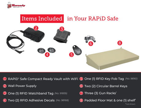 Hornady Rapid Safe Ready Vault with WiFi - Safely Keep Tabs on Your Safe with Your Smartphone - RFID Technology for Touch Free Access & Heavy-Duty Steel Housing to Protect Valuables, 98195WIFI Hornady