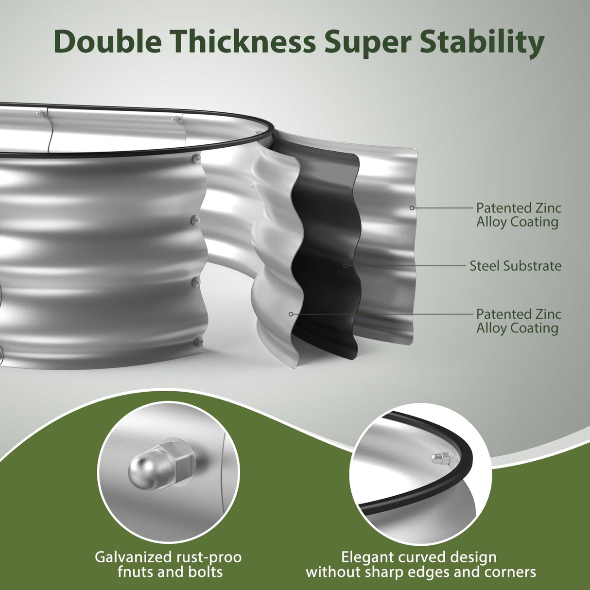 Winpull Raised Garden Bed Kit, 4x2x1 ft Galvanized Planter Box Outdoor with Safety Edging, Large Metal Raised Beds for Gardening Vegetables Flower Herb (Silver) Winpull